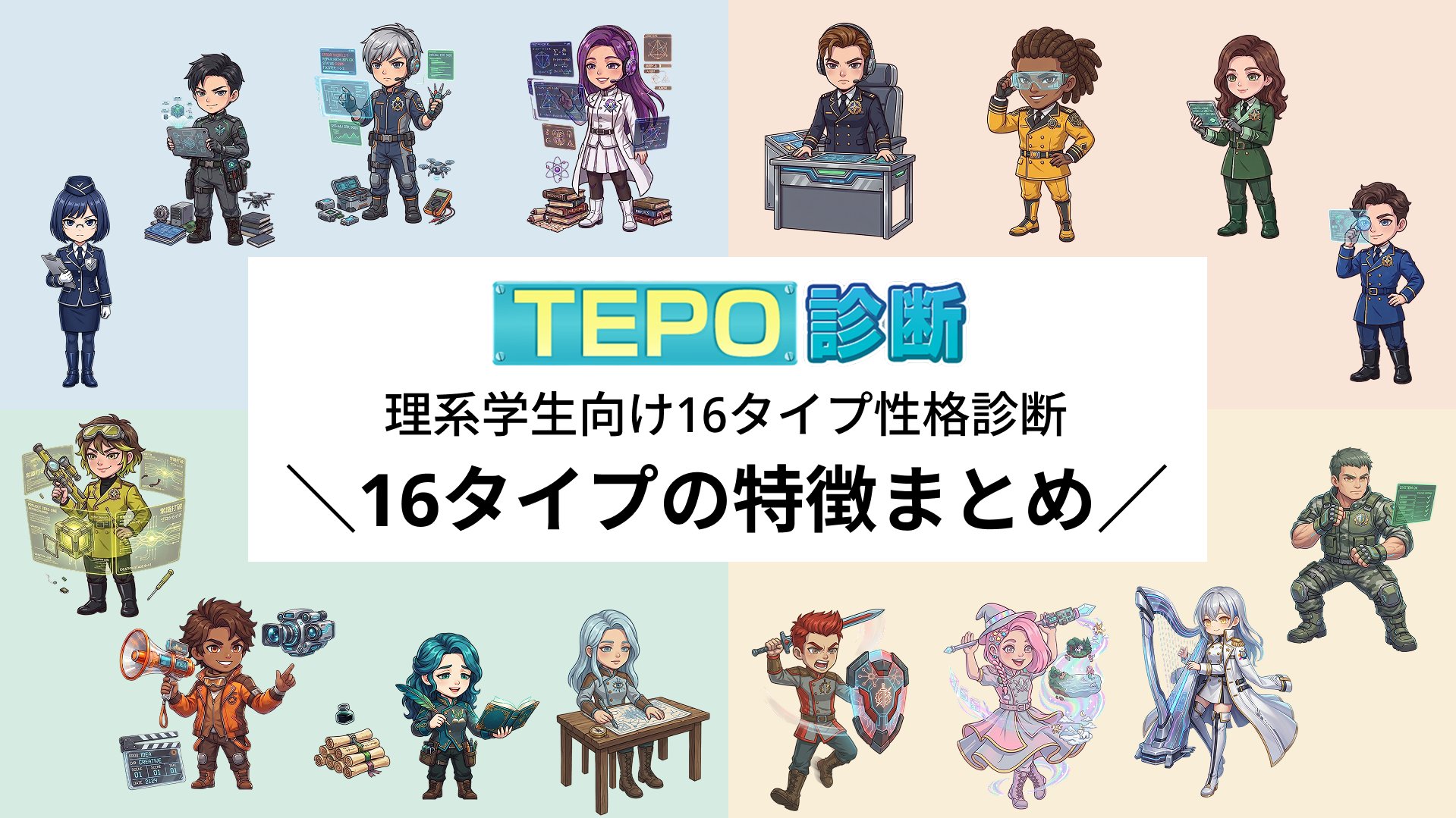 TEPO診断 16タイプまとめ／あなたのタイプは見つかった？理系学生向け